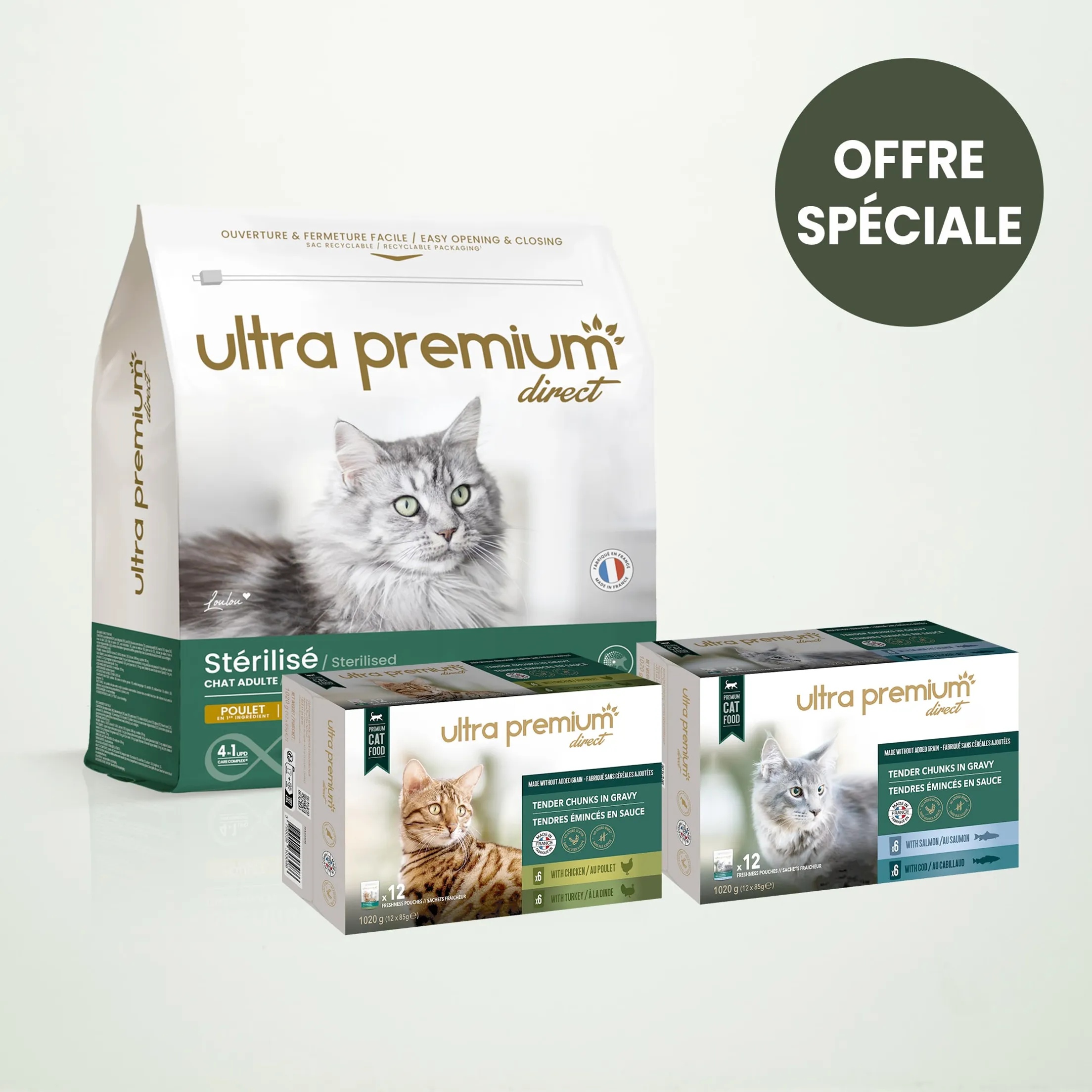 Pack Bi-nutrition : 7 kg Croquettes Chat Stérilisé + 96 Sachets Fraîcheur